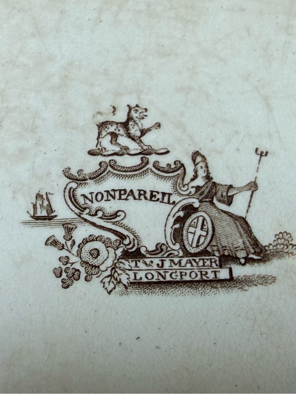 Antique Transferware Plate Mark 'Nonpareil' with Longport Maker